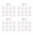 calendar 2018 2019 2020 2021 vector image