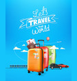 world travel concept with lettering logo travel vector image
