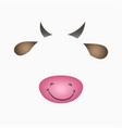 cow face elements - ears horns nose and mouth vector image vector image