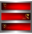 set golden hearts banners valentines day vector image vector image