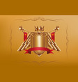 3d royal shield for game gold crown as level up vector image vector image