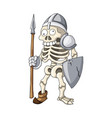 human skeleton warrior standing with spear vector image