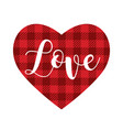 heart shape with red buffalo plaid pattern love vector image