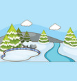 scene with pine trees in snow vector image