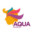 aqua makeup logo with head profile and color vector image