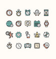 clock signs color thin line icon set vector image vector image