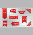 new red ribbons sale tags labels for price vector image vector image