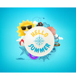 hello summer banner with frame beach stuff vector image vector image