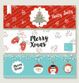 merry christmas cute retro banner collection vector image