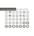 food packaging line icon set vector image vector image