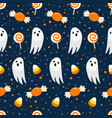 halloween seamless pattern on blue background vector image