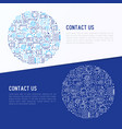 contact us concept in circle with thin line icons vector image vector image