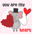 valentine elephant with heart of flowers vector image