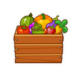wooden box with vegetables and berries for game ui vector image