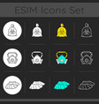 protective medical equipment dark theme icons set vector image vector image