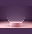 3d realistic empty pink podium stand with circle vector image
