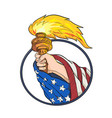 hand holding liberty torch drawing color vector image vector image