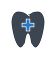 tooth with cross glyph icon vector image vector image