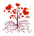 tree with hearts isolated on white background vector image