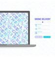drone delivery concept with thin line icons vector image
