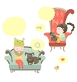 people and their pets with speech bubble vector image