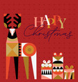 poster christmas deer and presents in cubism vector image vector image