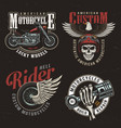 vintage colorful motorcycle labels vector image vector image