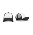trucker white cap with black visor mockup vector image