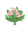 bouquet of different flowers roses gypsophila vector image