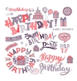 set of happy birthday hand drawn calligraphy pen vector image