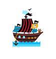 pirate isolated icon with vessel vector image