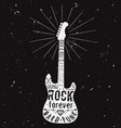 vintage guitar label with sunburst diamond bones vector image vector image