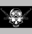 white silhouette of skull in helmet soldier vector image