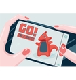 go find a monster with phone mobile game vector image vector image