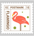 flamingo postmark or postcard with animal bird vector image