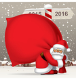 santa claus carrying a big red sack full of gifts vector image vector image