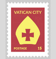 postmark or postcard with vatican symbol cross vector image