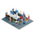luggage carousel isometric composition vector image vector image