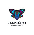 ethnic elephant with butterfly wing logo template vector image vector image