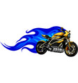 motorcycle racing with fire vector image vector image
