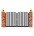 brick and steel gate isolated on white background vector image vector image