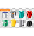 realistic buckets transparent icon set vector image