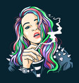 very pretty faced rocker girl smoked and wore vector image vector image