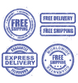 express delivery and free shipping stamps vector image