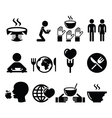 hunger starvation poverty icons set vector image
