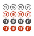 age restrictions icons set adults content signs vector image