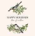 christmas card with two birds vector image vector image