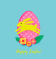 easter card with cute color paper cut egg vector image vector image