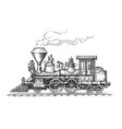 retro steam locomotive transport sketch hand vector image