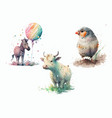 safari animal set zebra zebu zebra finch vector image